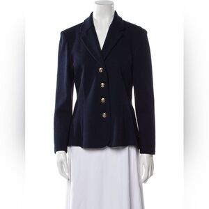 Vintage St. John Santana Knit Blazer Navy Blue Sz 4 Structured